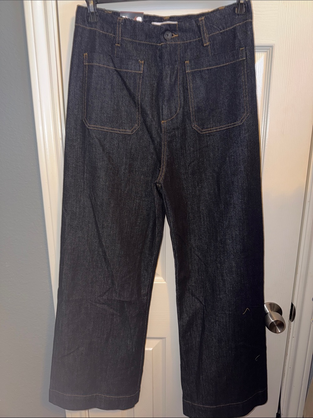 Vigoss Women's Dark Blue Wide-Leg Denim Jeans